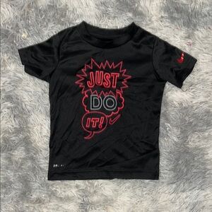 Nike Black and Red Short Sleeve Tee with Bold Graphic 3T